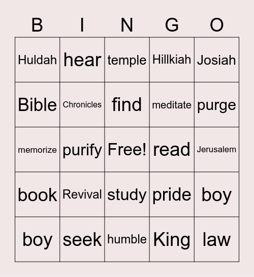 Bible Bingo Card