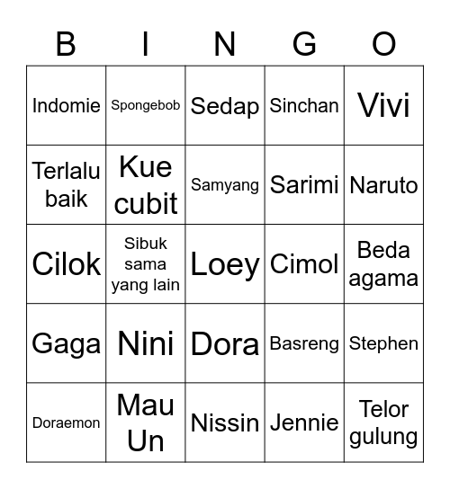 Punya Loey Bingo Card