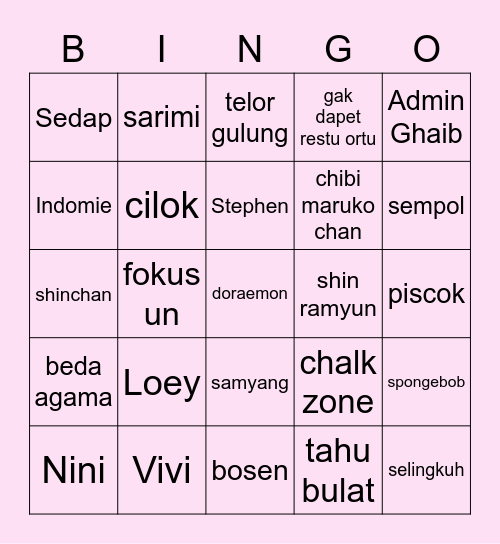 DODO's Bingo Card
