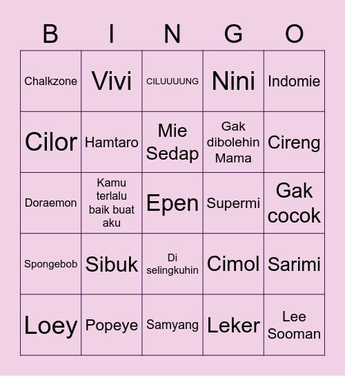 Baby Bean Bingo Card