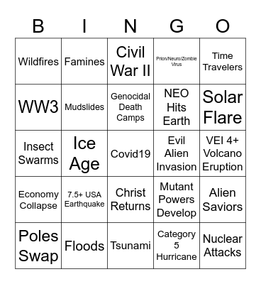 2020 Apocalypse Bingo Card