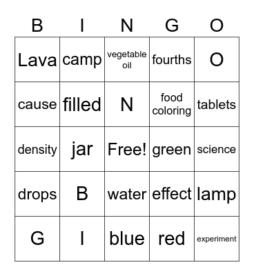 Lava Lamp BINGO Card