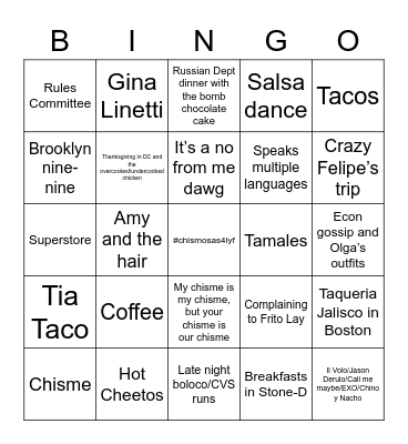 Ana's 25th Bingo Card