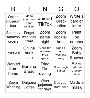 PANDEMIC Bingo Card