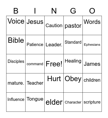 James 3:1-12 Bingo Card