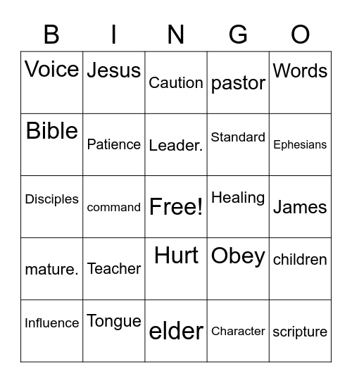 James 3:1-12 Bingo Card