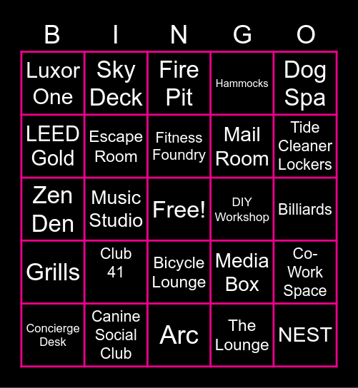 AMLI Arc Bingo! Bingo Card