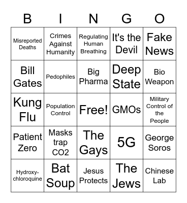 COVID-19 Conspiracy Bingo Card