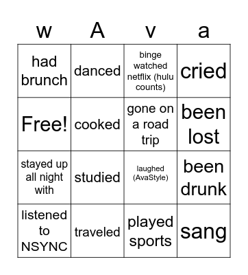 with Ava Bingo Card