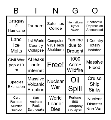 2020 Apocalypse Bingo June Bingo Card