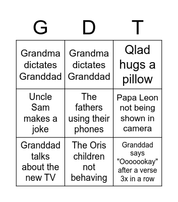 Granddad Time Bingo Card