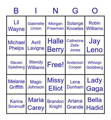 Invisible Disability Celebrity Edition Bingo Card