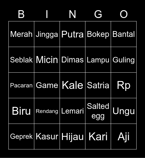 Bingonya kaniya Bingo Card