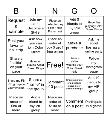 Ebony's Nail Style Collection Bingo Card