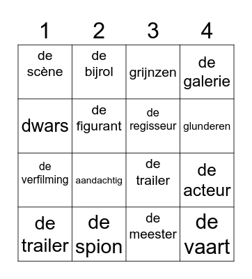 woordenschat thema 7 Bingo Card
