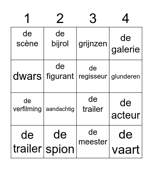 woordenschat thema 7 Bingo Card