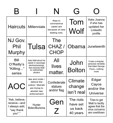 Father’s Day Bingo Card