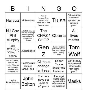 Father’s Day Bingo Card