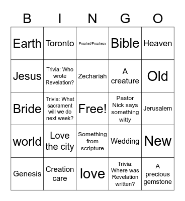 Sermon Bingo June 28 Bingo Card