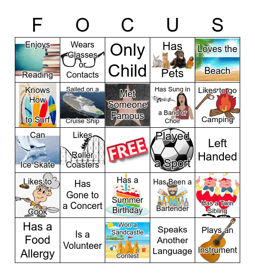 BINGO! ~ The Focus is on you! Bingo Card