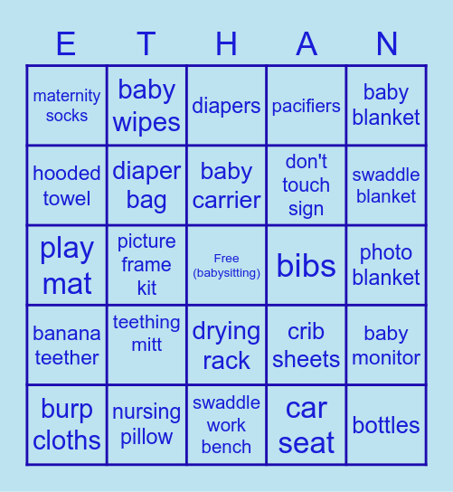Baby Ethan Bingo! Bingo Card