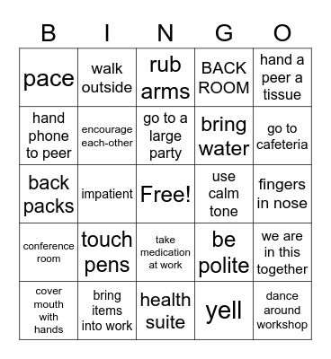 Can and Cannot do :) Bingo Card