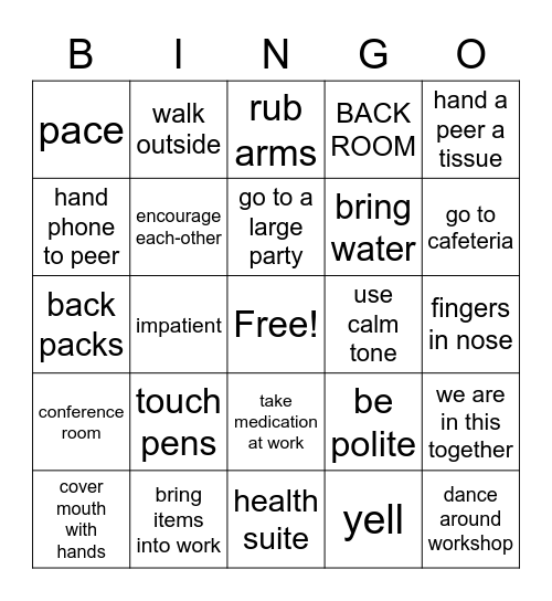 Can and Cannot do :) Bingo Card