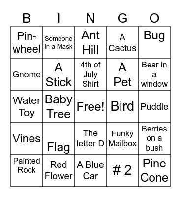 4th of July Weekend Go on a Walk Bingo Card