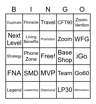 Legend Bingo Card