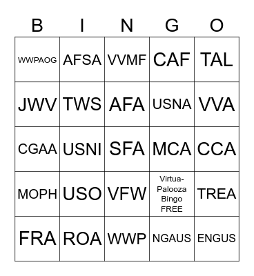 Virtua-Palooza Bingo Card