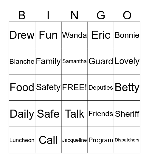 SafeGuard Bingo Card