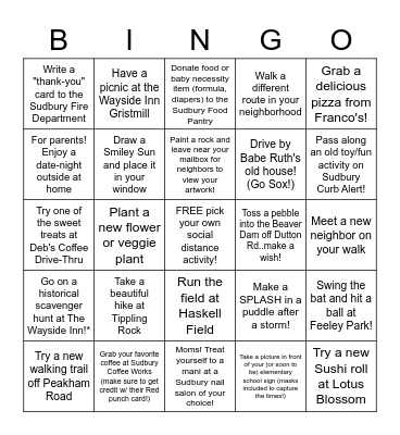 SFN July BINGO Challenge! Bingo Card