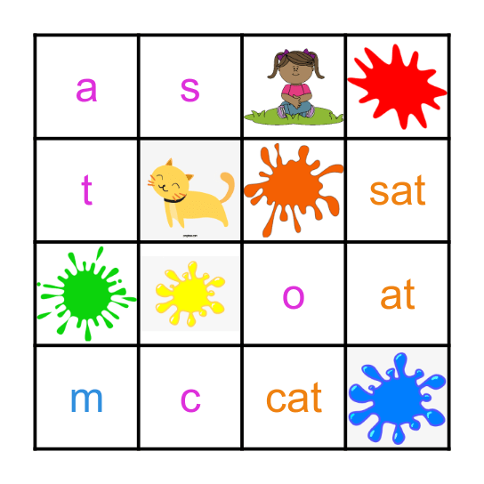 Reading Lesson 1 Bingo Card