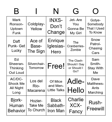 Total-Quiz.com Presents Radio Bingo: Foreign Music Bingo Card