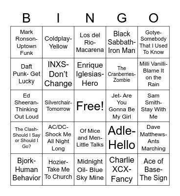 Total-Quiz.com Presents Radio Bingo: Foreign Music Bingo Card