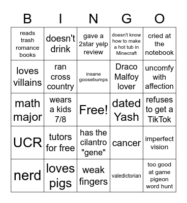 Nisha Bingo Card