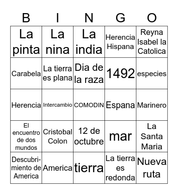 12 de Octubre Bingo Card