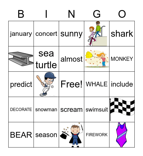Book 1 Unit 6 Bingo Card
