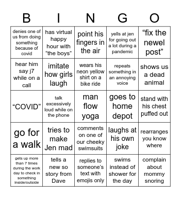 Oh James Bingo Card