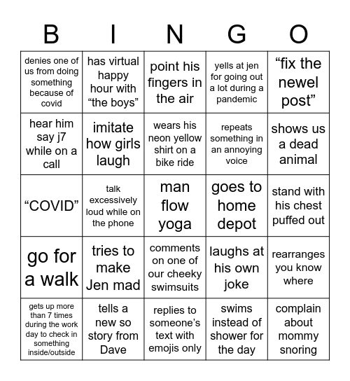 Oh James Bingo Card