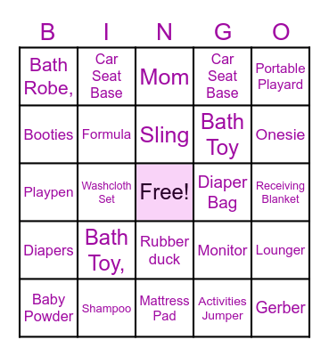 PRINCESS GLOVER BINGO Card