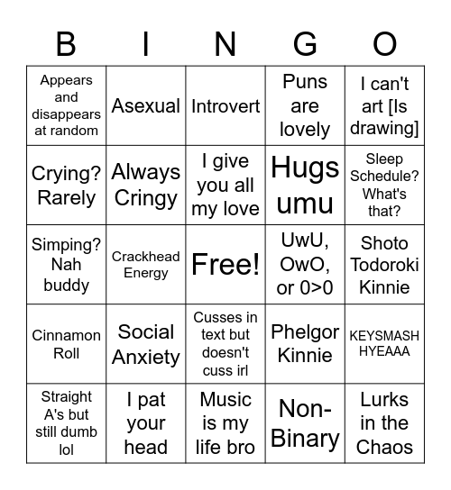 Do You Kin Me? Bingo Card