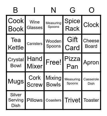 Alex's Bridal Shower Bingo Card
