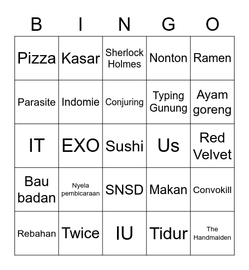 Bingo Yeol Bingo Card