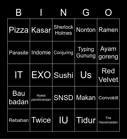 Bingo Yeol Bingo Card