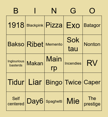 Seulgi Bingo Card