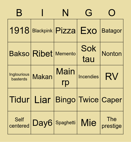 Seulgi Bingo Card