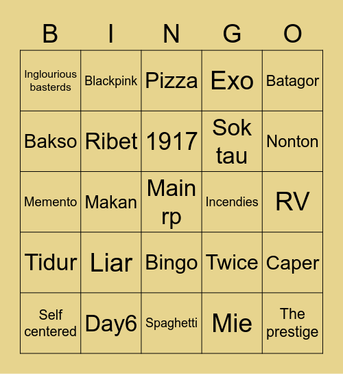 Seulgi Bingo Card