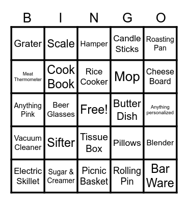Alexa's Bridal Shower Bingo Card