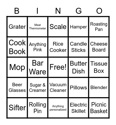Alexa's Bridal Shower Bingo Card